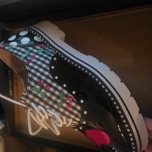 Betsey Johnson Black and White Flats with Playful Design